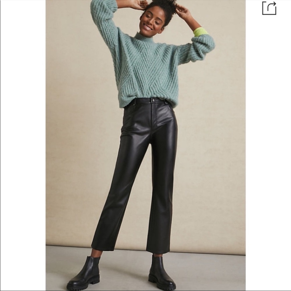 Avec Les Filles Lettie Straight Leg Faux Leather Pants Black Size 0